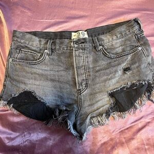 We The Free Charcoal Frayed Jean Shorts